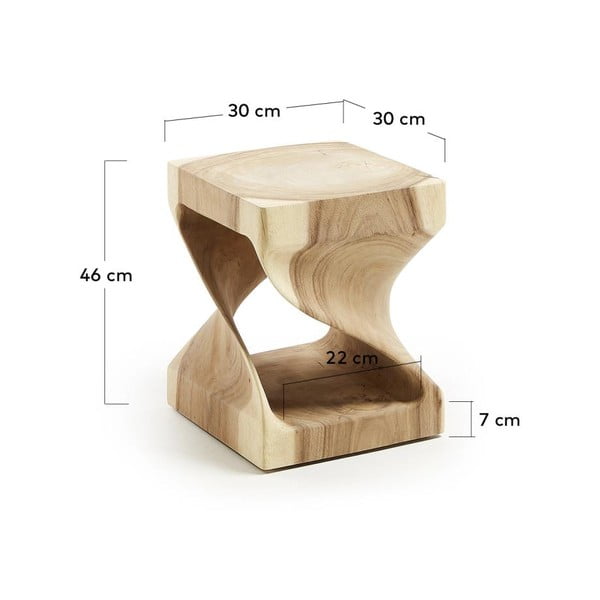 Stranska mizica iz masivnega munggur lesa 30x30 cm Hakon – Kave Home-image-4