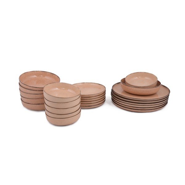 24-delni rožnati jedilni set iz porcelana Kütahya Porselen Pearl-image-2