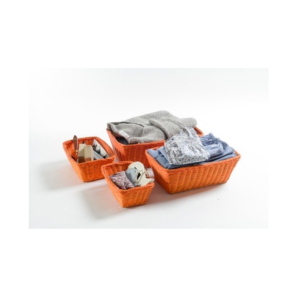 Komplet 4 oranžnih košar iz ratana Compactor Saga-image-3
