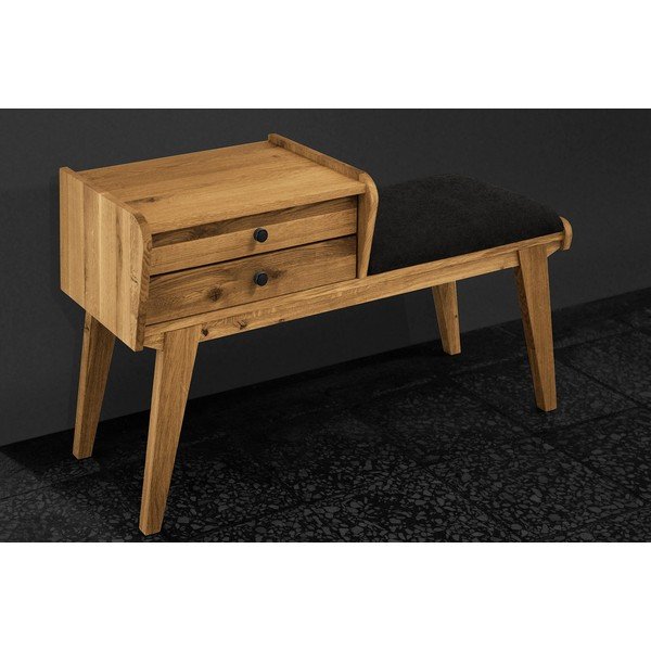 Klop s predali iz hrastovega lesa s sivim sedežem Retro - The Beds-image-3