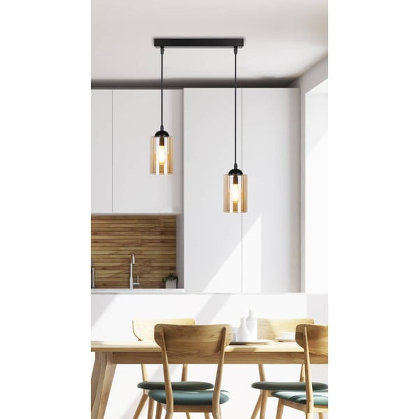 Črna viseča svetilka s steklenim senčnikom 10x34 cm Bistro - Candellux Lighting-image-4