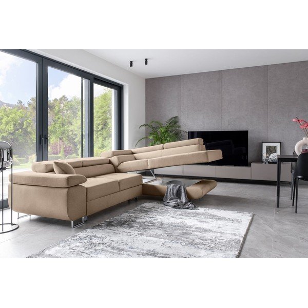 Bež raztegljiva/s prostorom za shranjevanje kotna sedežna garnitura (desni kot/v obliki črke L) Anton – ELTAP-image-4