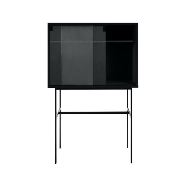 Črna vitrina z drsnimi vrati 70x109x40 cm Lekko – noo.ma-image-2