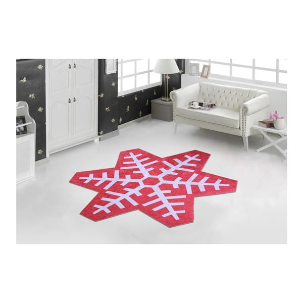 Rdeča in bela preproga Vitaus Snowflake Special, 100 x 100 cm