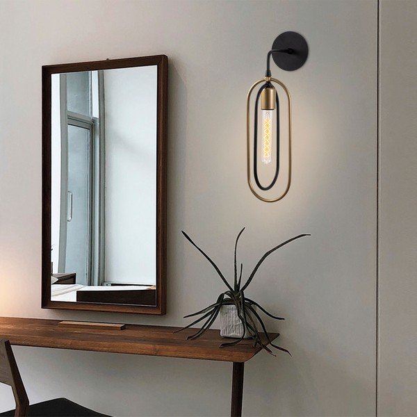 Črna/zlata stenska svetilka Cerco – Opviq lights-image-1
