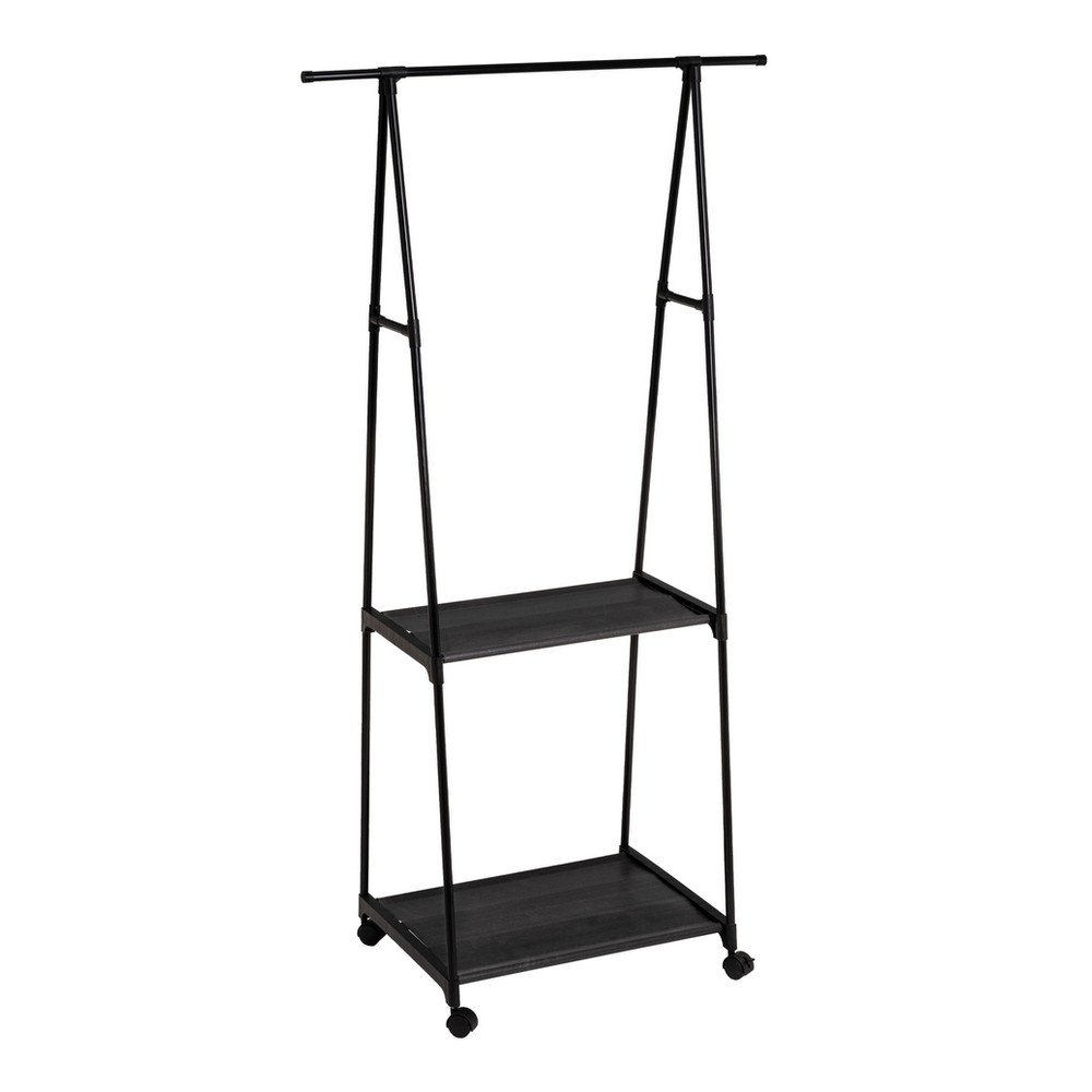 Črno kovinsko stojalo za oblačila na kolesih 84x43x156 cm