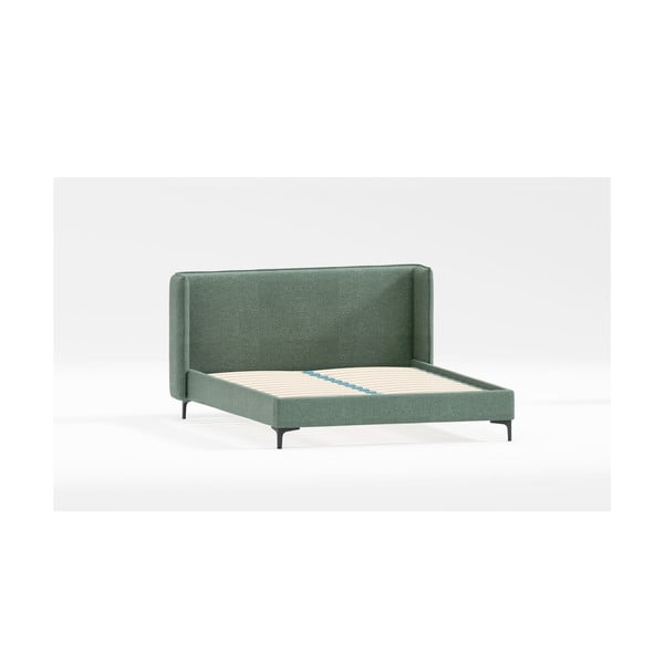 Zelena oblazinjena zakonska postelja z letvenim dnom 200x200 cm Basti – Ropez