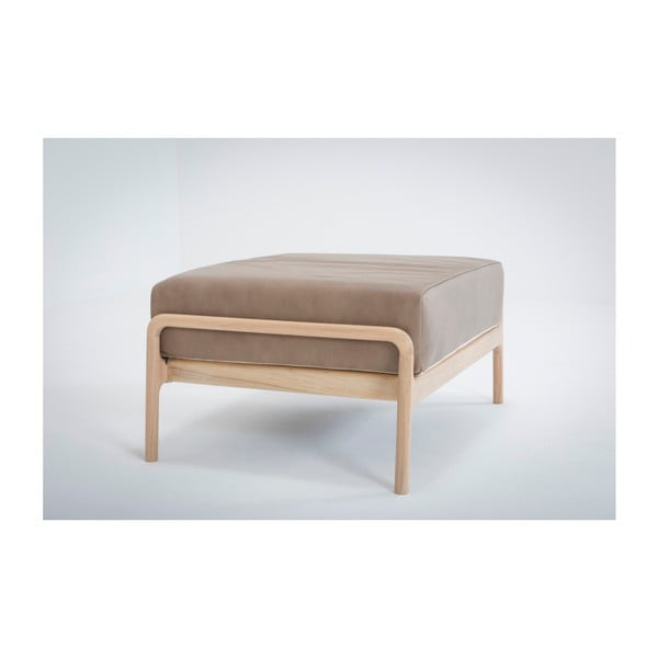 Svetlo rjav usnjen kavč z masivno hrastovo konstrukcijo Gazzda Fawn-image-1