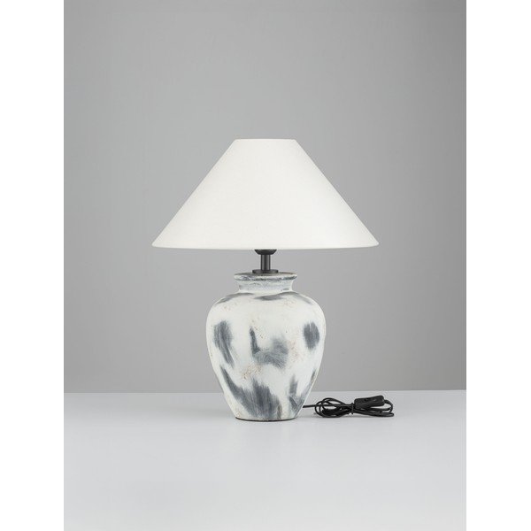Bela/siva keramična namizna svetilka s tekstilnim senčilom (višina 55 cm) Lupe – Nova Luce-image-2