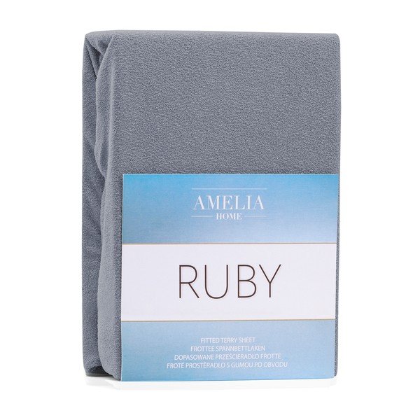 Temno siva elastična rjuha z visoko vsebnostjo bombaža AmeliaHome Ruby, 120/140 x 200 cm-image-2