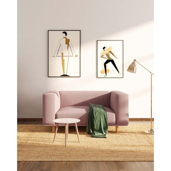 Rožnat fotelj iz tkanine bouclé Kukumo – Ame Yens-image-1