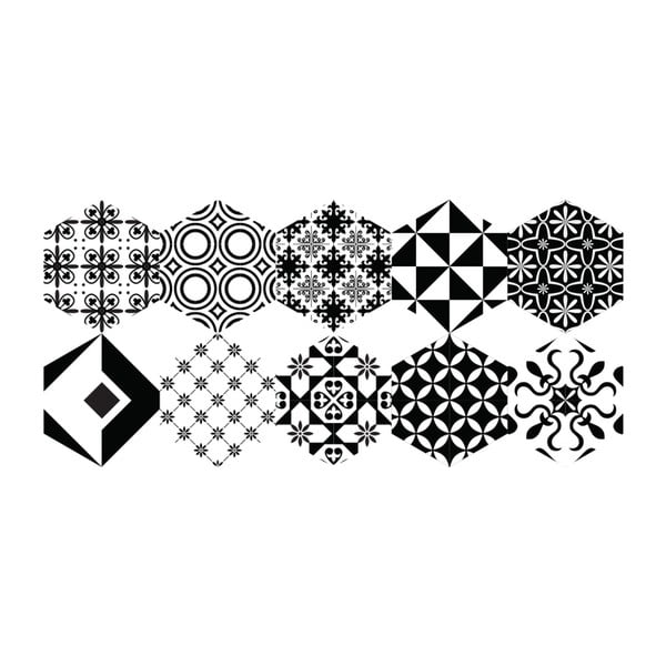Komplet 10 talnih nalepk Ambiance Floor Stickers Hexagons Nemesio, 40 x 90 cm