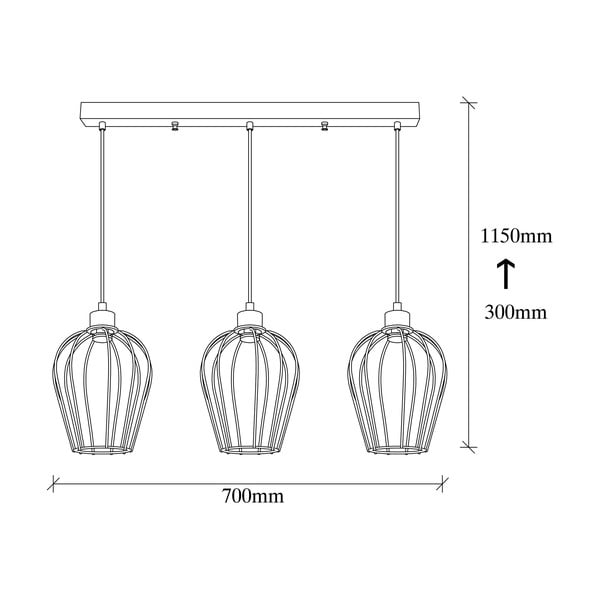 Trojna črna viseča svetilka Opviq lights Tel Long-image-3