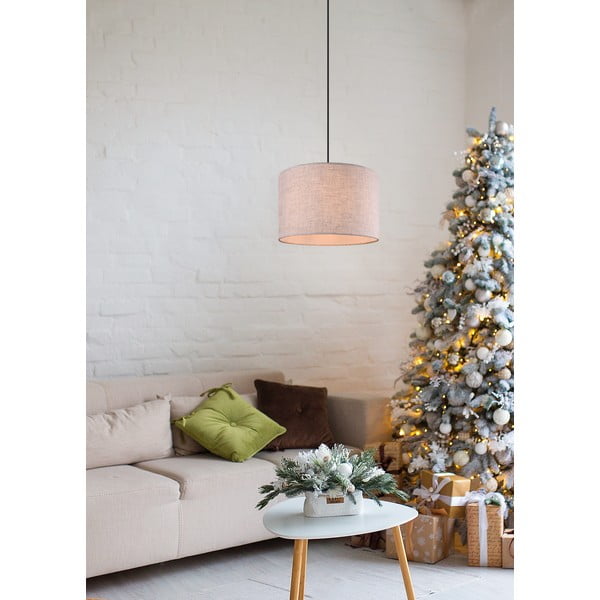 Bež viseča svetilka s tekstilnim senčilom ø 35 cm Elmau – Trio-image-1