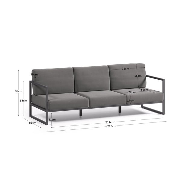 Temno siv aluminijast vrtni kavč Comova – Kave Home-image-2