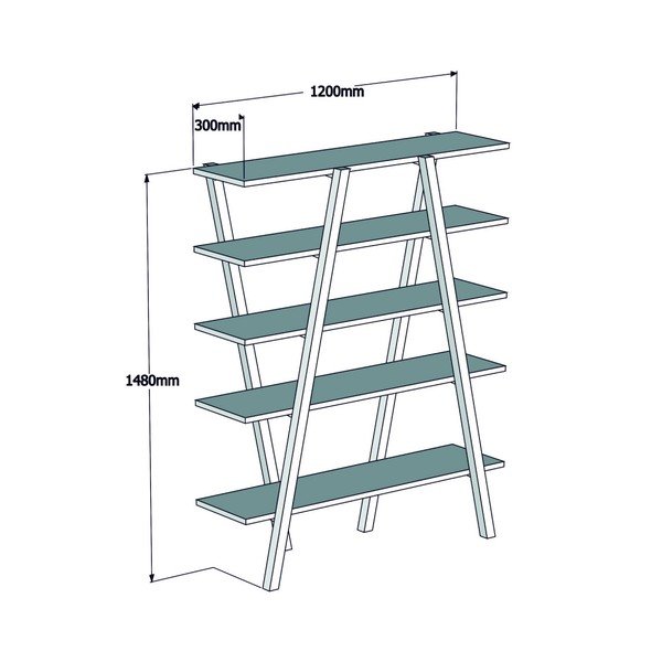 Knjižni regal iz borovega lesa Perla Wak ut, 148 x 120 cm-image-2