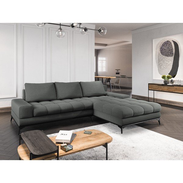 Temno siva kotna raztegljiva sedežna garnitura Windsor & Co Sofas Deneb, desni kot-image-1