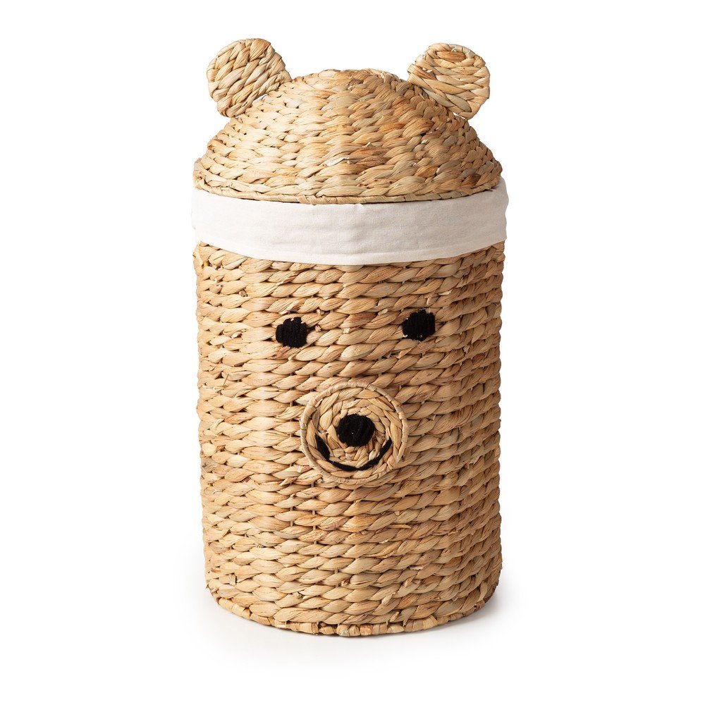 Otroška škatla za shranjevanje iz vodne hijacinte v naravni barvi ø 30x56 cm Bear