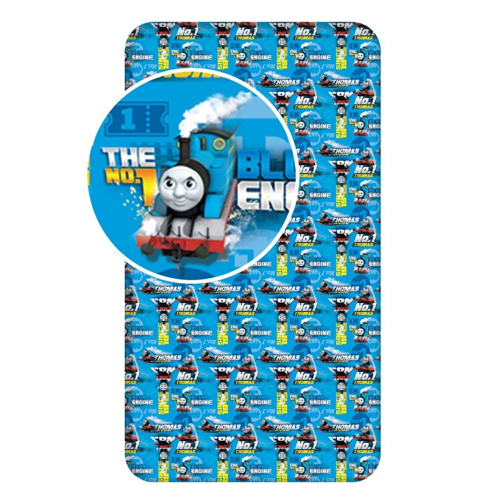 Modra napenjalna bombažna otroška rjuha 90x200 cm Thomas the Tank Engine