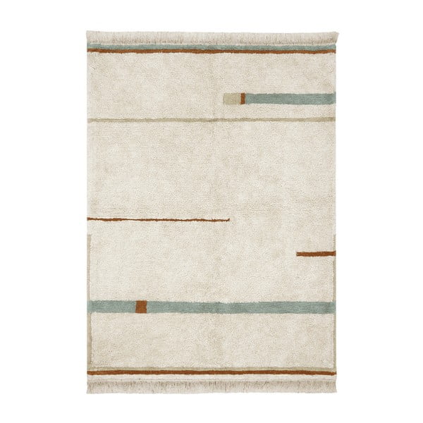 Modra/kremno bela pralna ročno tkana bombažna preproga 90x130 cm Lanes Vintage Blue – Lorena Canals