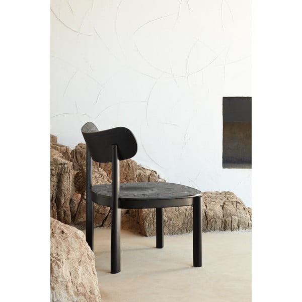 Črn jedilni fotelj v jesenovem dekorju Nara - Teulat-image-1
