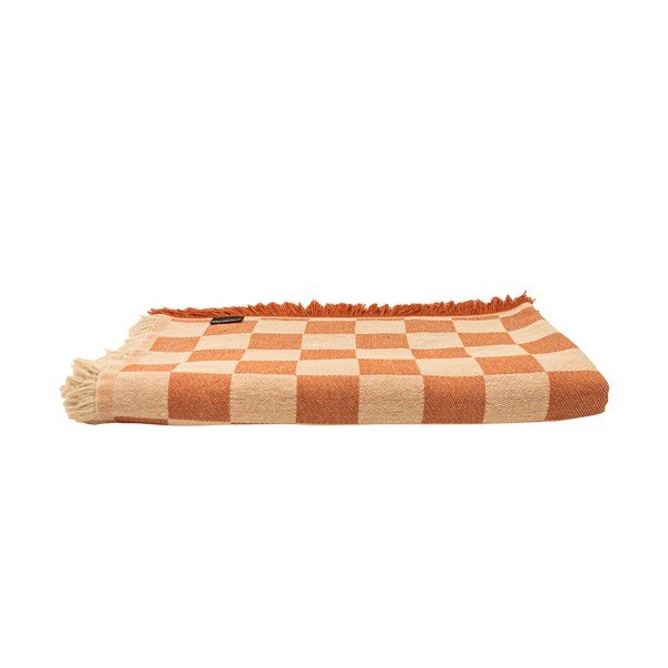Opečnato/bež pregrinjalo za zakonsko posteljo 240x240 cm Terracota Checkerboard – Really Nice Things-image-2