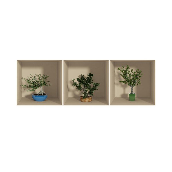 Komplet 3 nalepk z učinkom 3D Ambiance Small Trees-image-1