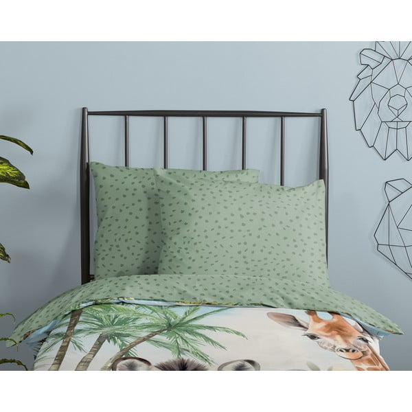 Zelena enojna bombažna otroška posteljnina 140x200 cm Thabo – Good Morning-image-2