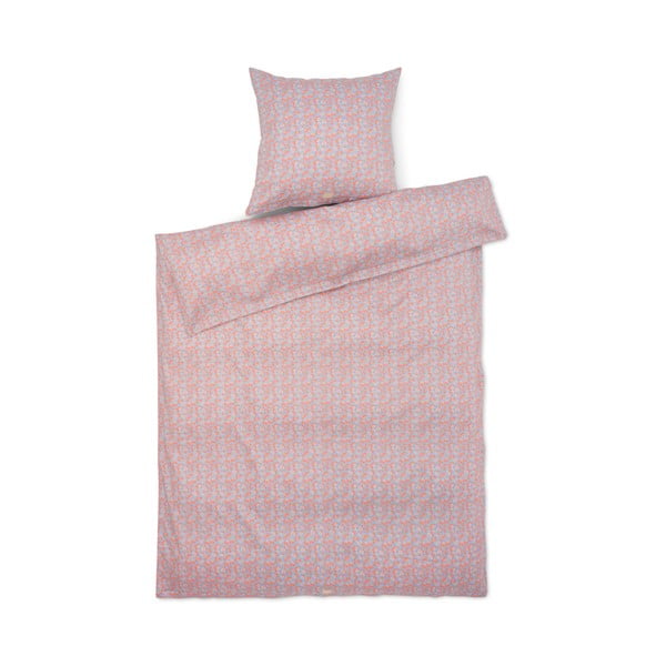 Svetlo modra/rožnata podaljšana posteljnina iz bombažnega satena 140x220 cm Pleasantly – JUNA