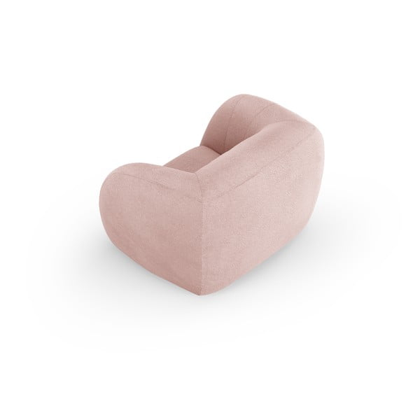 Svetlo rožnat fotelj iz tkanine bouclé Essen – Cosmopolitan Design-image-3