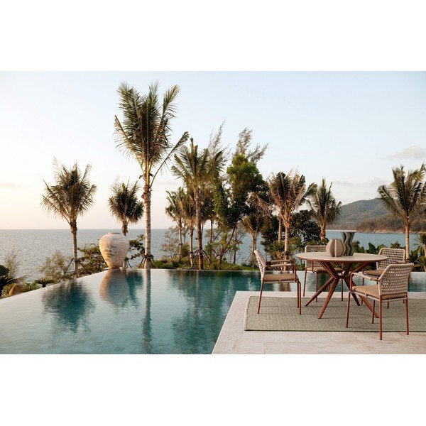 Okrogla vrtna miza s kamnito mizno ploščo ø 120 cm Cabas – Bizzotto-image-1