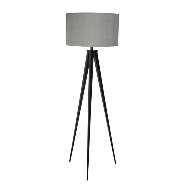 Črno-siva talna svetilka Zuiver Tripod, ø 50 cm