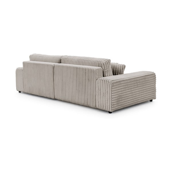 Svetlo siva raztegljiva kotna sedežna garnitura s prostorom za shranjevanje iz rebrastega žameta (desni kot) Sarina – Ropez-image-3