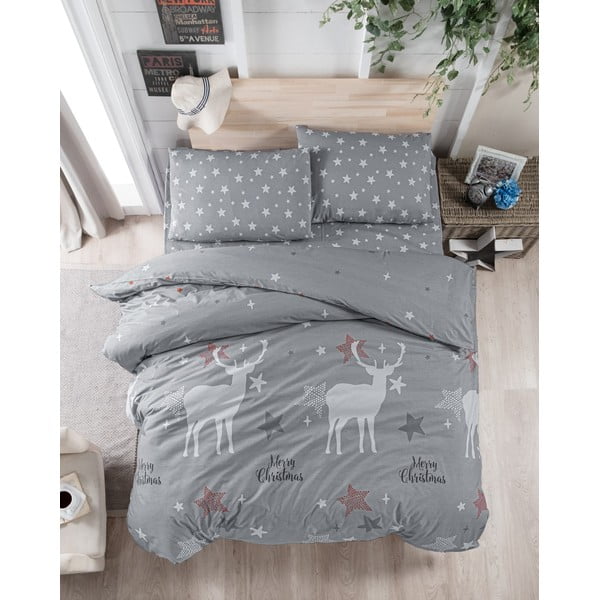 Siva enojna bombažna posteljnina 140x200 cm Merry – Mijolnir