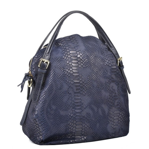 Temno modra usnjena torbica Carla Ferreri Hobo-image-2