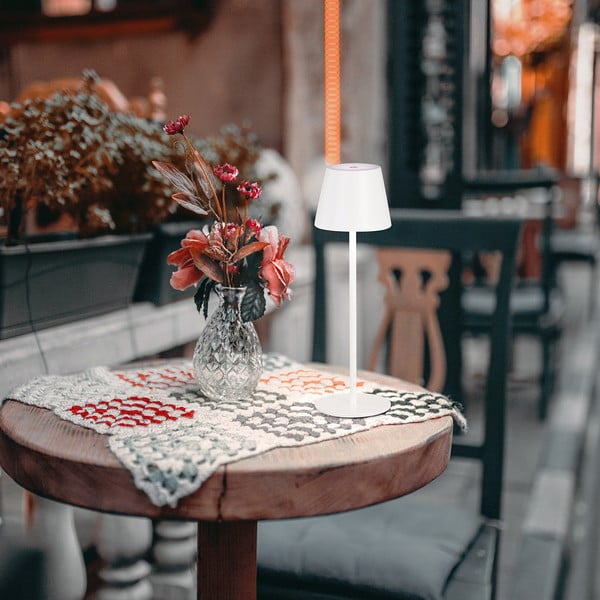 Bela LED namizna svetilka s kovinskim senčilom (višina 36,5 cm) Viletto – Fischer & Honsel-image-2