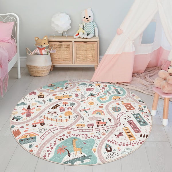 Pralna otroška igralna preproga ø100 cm Furry World – Mila Home-image-3