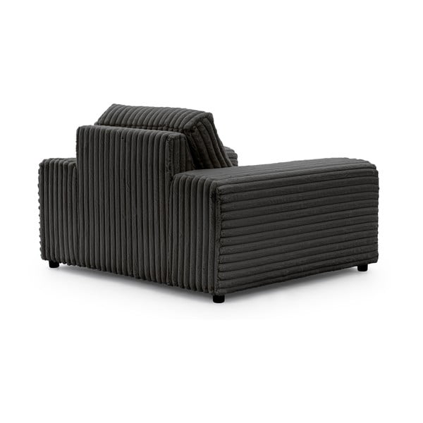 Temno siv fotelj iz rebrastega žameta Justin – Ropez-image-3