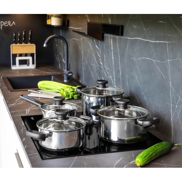 Lonci iz nerjavečega jekla s pokrovko za indukcijsko ploščo 4 ks 4 l Brava – Tescoma-image-1