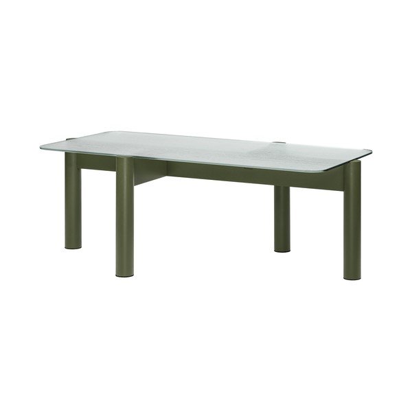 Zelena klubska mizica s stekleno mizno ploščo 55x105 cm Kob – noo.ma