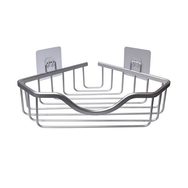 Aluminijasta kopalniška polica v sijajno srebrni barvi z namestitvijo brez vrtanja/kotna Filaire Aluminium – douceur d'intérieur