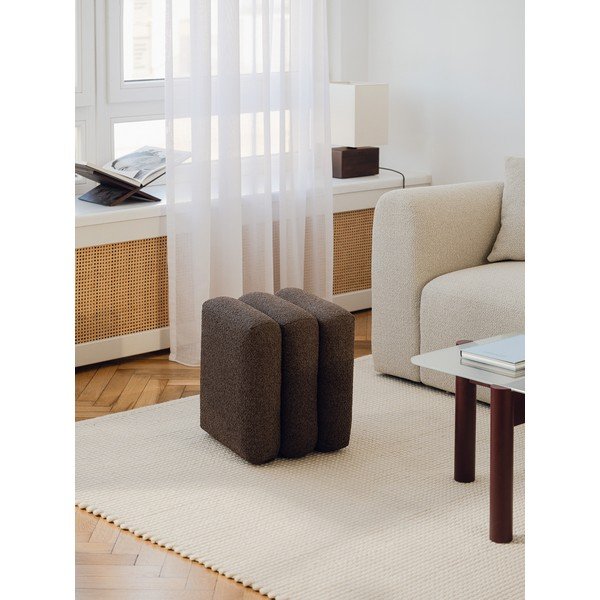 Rjav tabure iz tkanine bouclé Radd – noo.ma-image-3