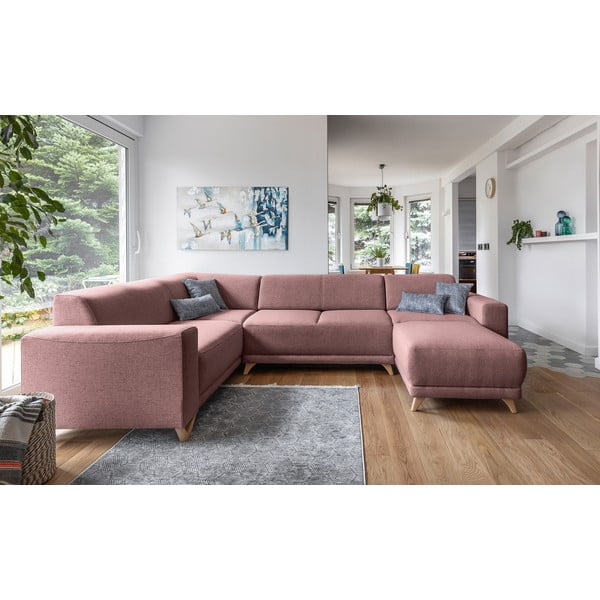 Rožnata raztegljiva/s prostorom za shranjevanje kotna sedežna garnitura (levi kot/v obliki črke "U") Classy Sophie – Miuform-image-1