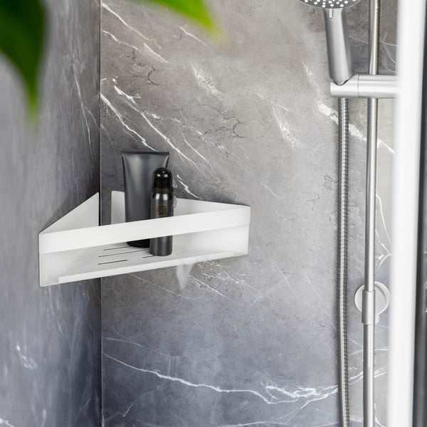 Mat bela kotna kopalniška polica iz nerjavečega jekla s Turbo-Loc namestitvijo brez vrtanja Genova – Wenko-image-1