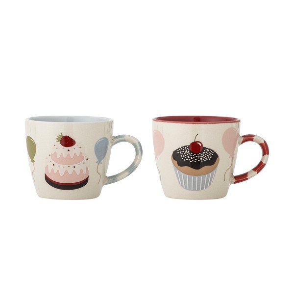 Kremno bele otroške skodelice v kompletu 2 ks iz kamenine 200 ml Darby – Bloomingville Mini