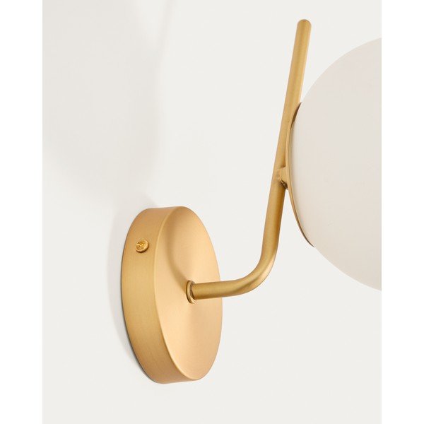 Bela/v zlati barvi kovinska stenska svetilka ø 15 cm Brisia – Kave Home-image-3