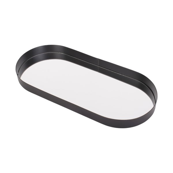 Črn pladenj z ogledalom PT LIVING Oval, širine 18 cm