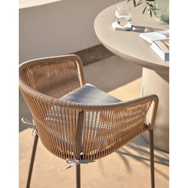 Bež kovinski/oblazinjen vrtni stol Yanet – Kave Home-image-3