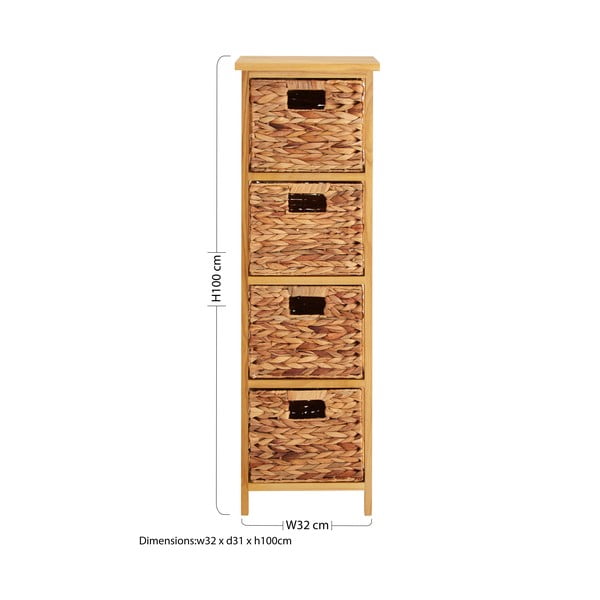 Visoka komoda iz masivne pavlonije v naravni barvi 32x100 cm – Premier Housewares-image-2