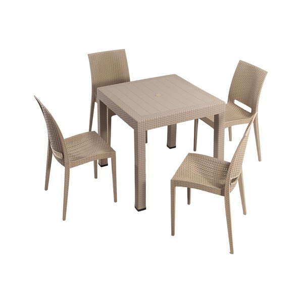 Bež vrtna jedilna garnitura iz umetnega ratana za 4 osebe Rattan – Floriane Garden